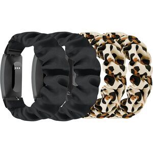 Stylish Black and Leopard Print Scrunchie Wristbands